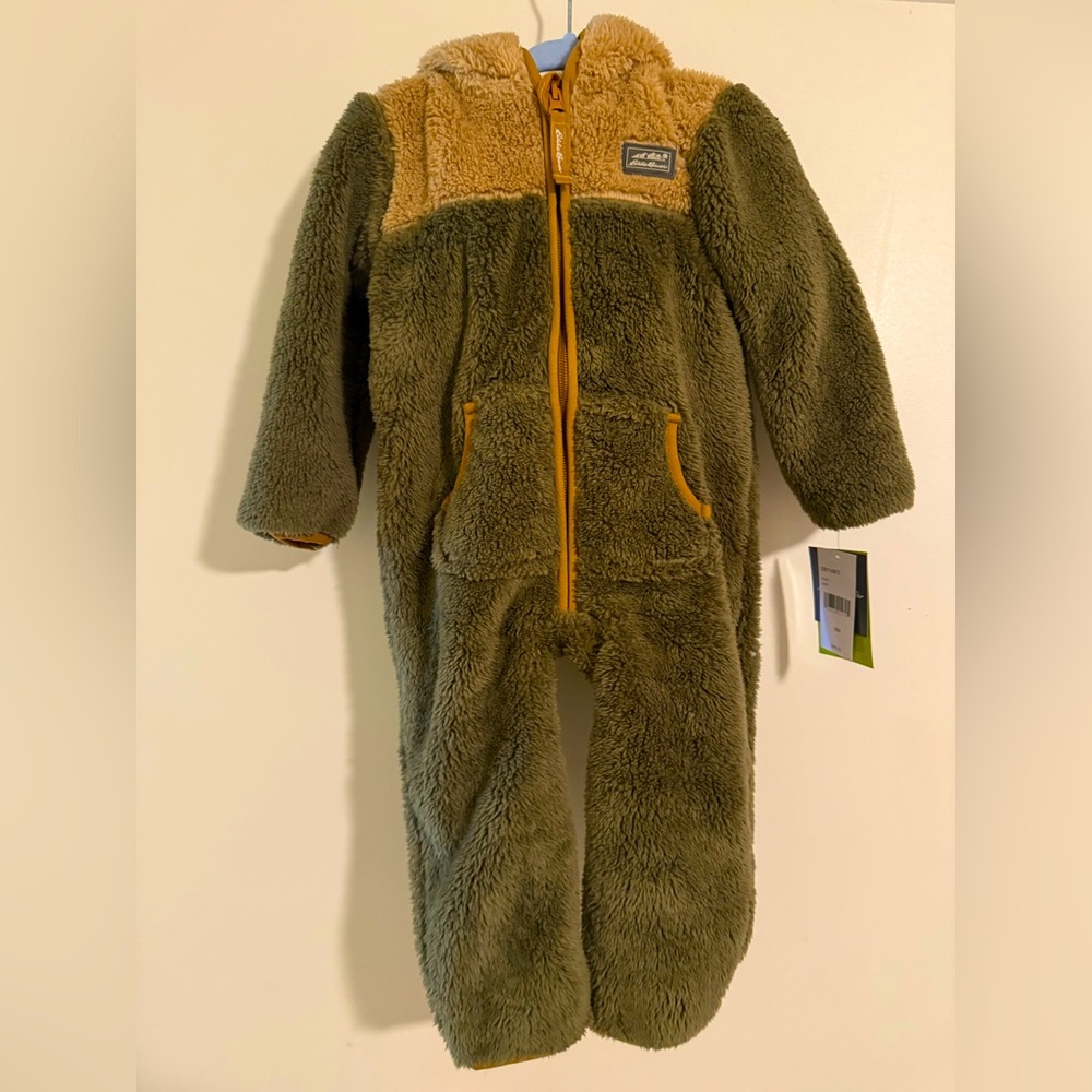 Eddie Bauer Green and Tan Fleece Bunting